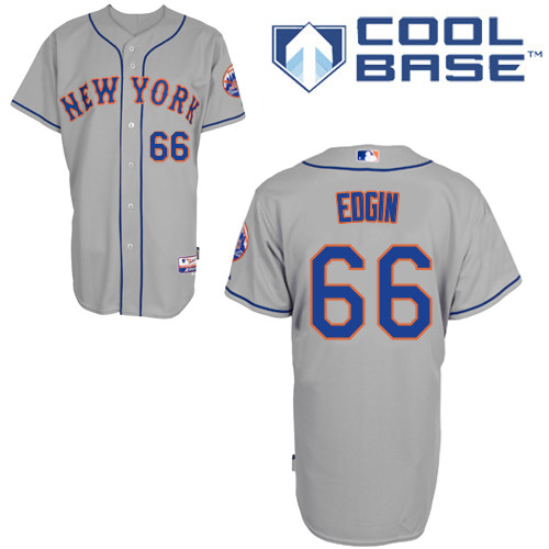 Josh Edgin #66 MLB Jersey-New York Mets Men's Authentic Road Gray Cool Base Baseball Jersey